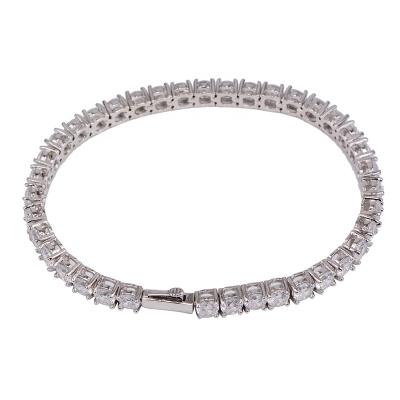 China 5mm Round Brass Cut Tennis Link Bracelet Bundle In White Gold Plating for sale