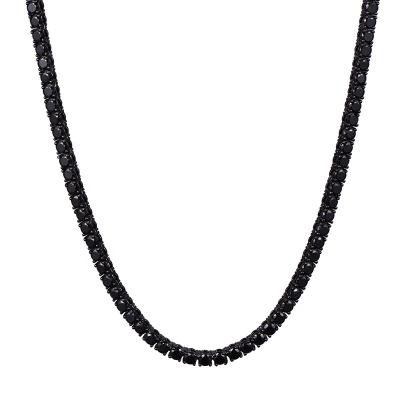 China 4 Prong Black Color Brass CZ Tennis Link Chain for sale