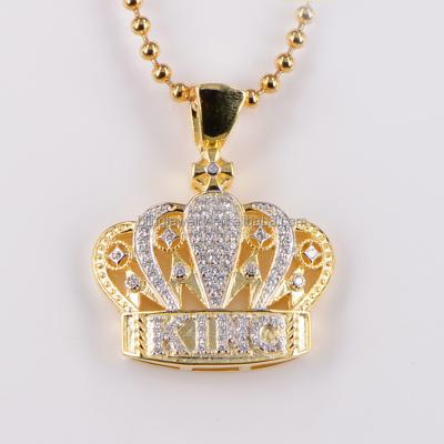 China Hip Hop Jewelry Hip Hop Micro Pave CZ King Crown Pendant In Brass Material for sale