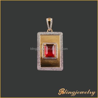 China Hip Hop Jewelry Pendant 925 Jewelry 18k Sterling Silver Gold Plated Red Dog Tag Pendant Necklace for sale