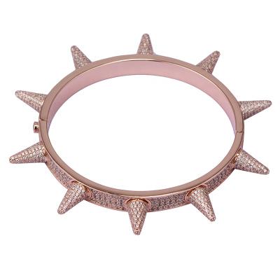 China Hip Hop Jewelry Rose Gold Iced Out Spike Bracelet Bangle for sale