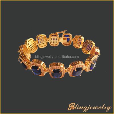 China Big Hip Hop Jewelry 18K Gold Plated Brass Or 925 Sterling Silver Red Stone Bracelet For Men for sale