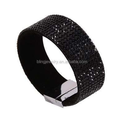 China Wholesale Cheap Brazilian Multilayer Colorful Crystal Leather Magnetic Bracelet Bangle Cuff Bracelet for sale