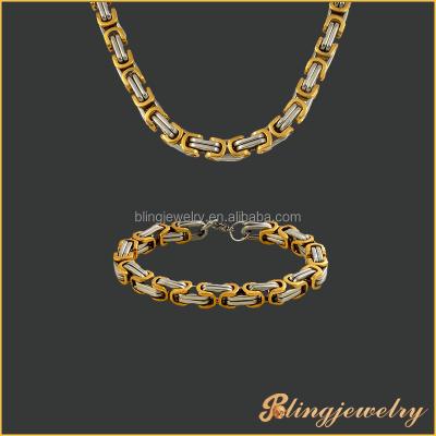 China Hip Hop Jewelry Chain Necklace Stainless Steel Jewelry Chain Gold and Silver Plated Byzantine Chain Necklace for sale