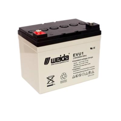 China Toys Wholesale EVu1series High Cycle 12v35AH Lead Acid Batteries Golf Car Power Supply Batter for sale