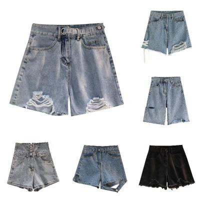 China Anti-wrinkle 2024 Popular Women's Shorts Summer Solid Side Pocket High Waist Casual Short Jeans Women's Pants for sale