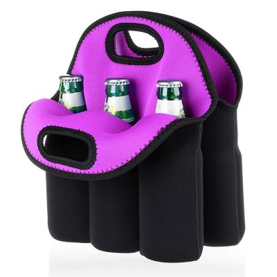 China Custom Printed Neoprene Waterproof Beer Sleeve Carrier 6 Bottle Holder Sublimation Wine Tote Bag for sale