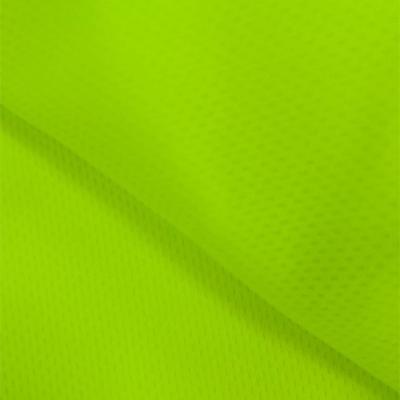 China Wicking 140GSM polyester end hole bird eye mesh moisture wicking fabric in cyber yellow fluorescent reflective color for sale