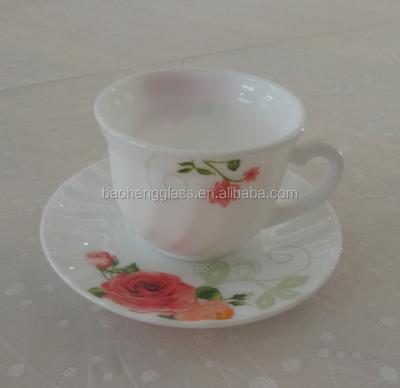 China Viable Opal Porcelain Glassware Coffee Cups And Saucers for sale