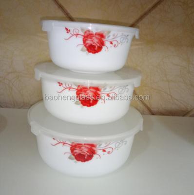 China Viable Opal Glass Fruit Salad 3 Piece Glass Mixing Bowl Set for sale