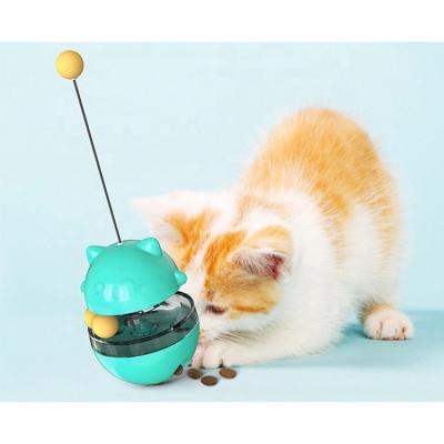 China Viable Toy Interactive Rotating Funny Tumbler Cat Toy With Cat Stick Pet Food Dispenser for sale