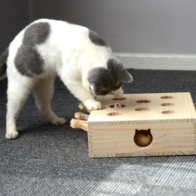 China Wholesale Interactive Pet Toy Catnip Toy Wooden Durable Stocked Jumping Mouse Cat Toy for sale