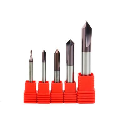 China HRC55-58 4*50mm 90 Chamfer Milling Machining End Mill 35 Degree Helix Angle Chamfering Centering Drill 0.6um 2 Flutes Chamfering Cutter for sale