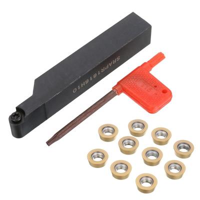 China Lathe Cutter Set SRAPR1616H10 CNC Face Milling Lathe Saw Holder SRAPR/L External Rotating Boring Tool + 10pcs RPMT10T3 MO Inserts for sale