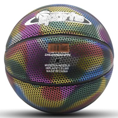 China New Design Eco-friendly Cool Basketball Customized Colorful Reflective Logo Basketball for sale