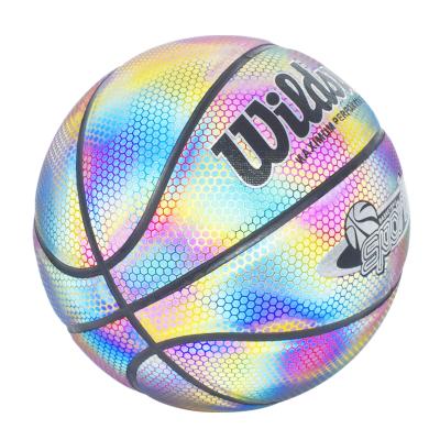 China 7# Eco-friendly Glow Under Sunshine Light Up Reflective Basketball Ball For Gift for sale