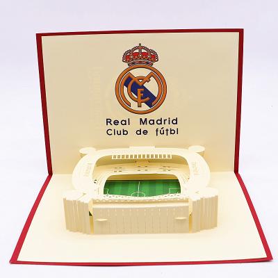 China European greeting card paper three-dimensional football field paper carving creative gift for sale