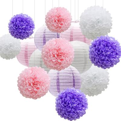 China Party Paper Flower Ball Paper Lantern Decoration Set Birthday Party Decorations for sale