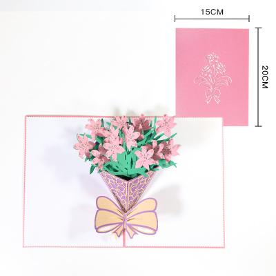 China Creative greeting card paper three-dimensional paper carving flower blessing card for sale