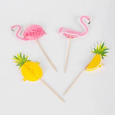 China Flamingo Pineapple Top Selling 50 Pack Pineapple Flamingo Stage Cake Decorating Party Dessert Stereo Plug-in for sale