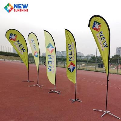 China Custom Waterproof Single Side Printing Promotion Advertising Outdoor Teardrop Feather Beach Flag Banner for sale