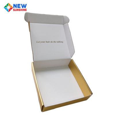 China Recycled Materials Gold Color Custom Logo Cardboard Shipping Box for sale