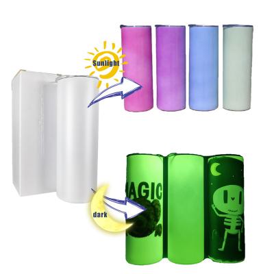 China SUSTAINABLE USA STORE 20oz STOCKED Stainless Steel Vacuum Glow In Dark Tumblers Color Sublimation UV Changing Straight Tumbler for sale