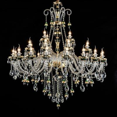 China Glass Arms Vintage K9 Crystal Green Chandelier For Home Decorations for sale