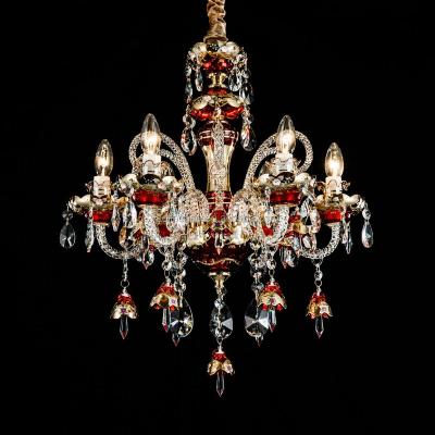 China Glass Arms Elegant Style K9 Crystal Red Chandelier For Shop From Morocco for sale