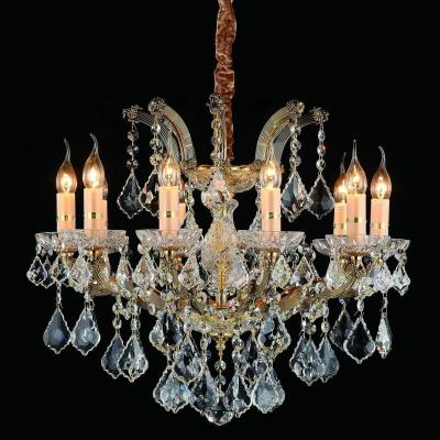 China Modern Luxury Hanging Gold Chandelier 10 Lights Hotel Lamp Luxury Crystal Chandeliers for sale