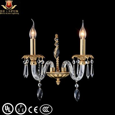 China European Modern Luxury Elegance Store Lamp Room Bedroom Brass Crystal Wall Lamp for sale