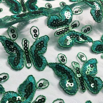 China Sustainable Elegant 3D Embroidery Lace Fabric Sequin Embroidery Tying Fabric For Dress Dress for sale