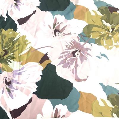 China Custom Digital Printing New Crepe Silk Fabric Viable Hot Selling Floral Polyester Fabric Custom Digital Print For Dress for sale