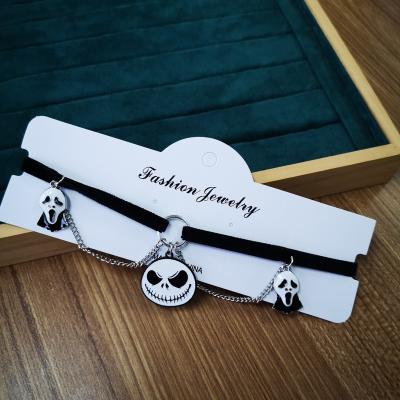 China High Quallity Halloween personality Punk Dark Gothic necklace Black leather choker chocker Gothic accessories for sale