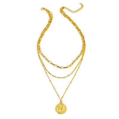 China High Quallity Portrait pendant personality multi-layer necklace personality overlapping collarbone chain for sale