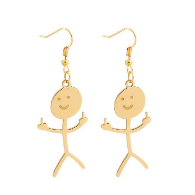 China High Quallity Graffiti earrings Ladies trend Punk middle finger Match Man Hip Hop pendant earrings for sale