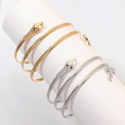 China High Quallity Custom Hip Hop Punk Retro Bracelets Gold Fashion Snake Spiral Openings Bracelets For Women for sale