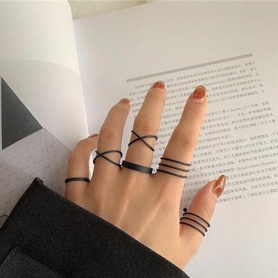 China High Quallity Fashion Lady Finger Rings Jewelry Kit Metal Alloy Geometric Finger Rings 6pcs Ring Set for sale