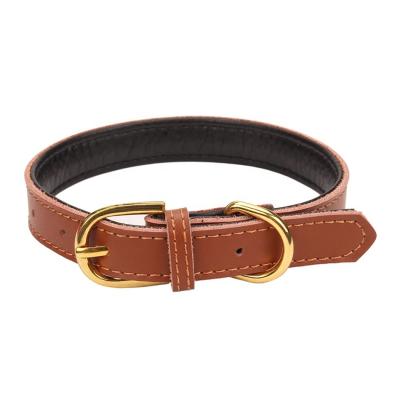 China DETACHED Dog Accessories Soft Studded Double Layers Leather Dog Collar for sale