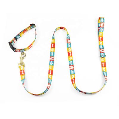 China DETACHED printing custom logo led flashing dog collar leash, new style cool nylon dog collar for sale