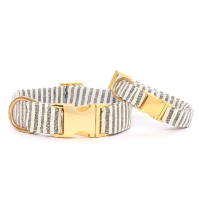 China DETACHED Buckle Denim Railroad Stripe Tweed Dog Collar Metal Buckle for sale