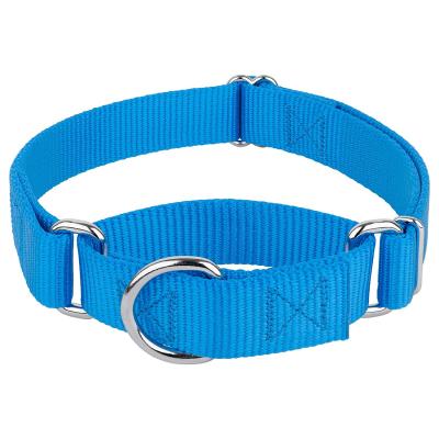 China DETACHED Ebona Blue Nylon Martingale Dog Training Collar With Metal Buckle for sale