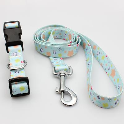 China High Quality DETACHED Polyester Custom Heat Transfer Printing Dog Leash Collar Set for sale