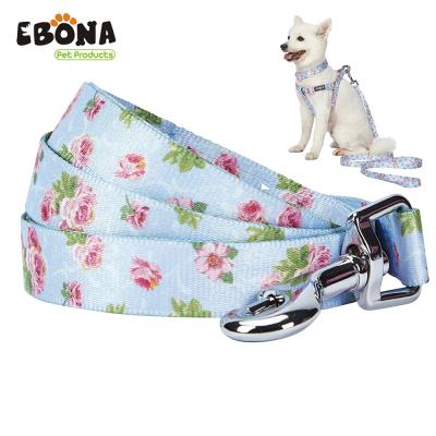 China Floral DETACHED Rose Print Custom Logo Dog Leash and Harness Set for sale