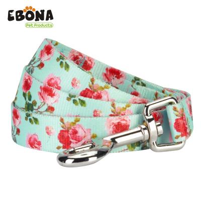 China DETACHED Fashion Mounted Pastel Pink Flower Printed Girl Leash Pet Accessories For Dog for sale