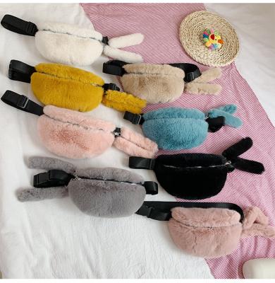 China Faux Fur Bag Purse Pink Faux Fur Handbag Ladies Pussy Pack Waist Bag For Women Messenger Plush Bags Pinch for sale