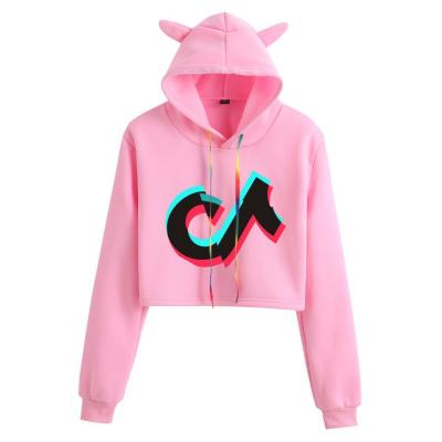 China Anti-pilling 2021 fashionable winter 100%cotton lady tik tok crop top hoodies pull over women's hoodies sweatshirt for women for sale