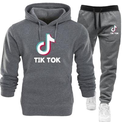 China Wholesale bulk custom tiktok 2021 tiktok men hoodies pants 2 piece set drop man clothing two piece sweatsuit sets stylish for sale