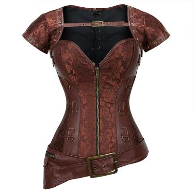 China Wholesale Antibacterial Corzzet Factory Steampunk Overbust Corset Steel Boned Women Corset and Bustiers Waist Trainer for sale