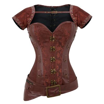 China Vintage Antibacterial Retro Steampunk Goth Corset Costume Shaper Gear Gothic Corselet Top for sale